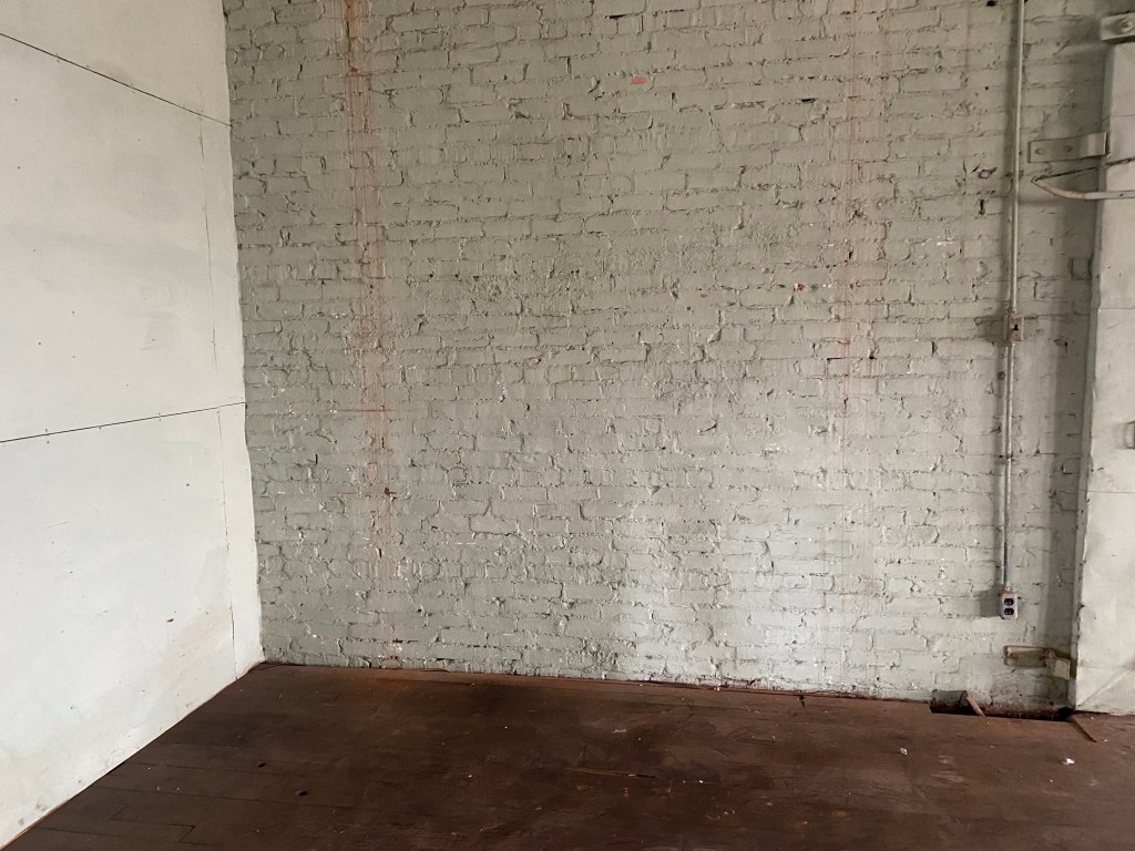 Greenwashed brick wall